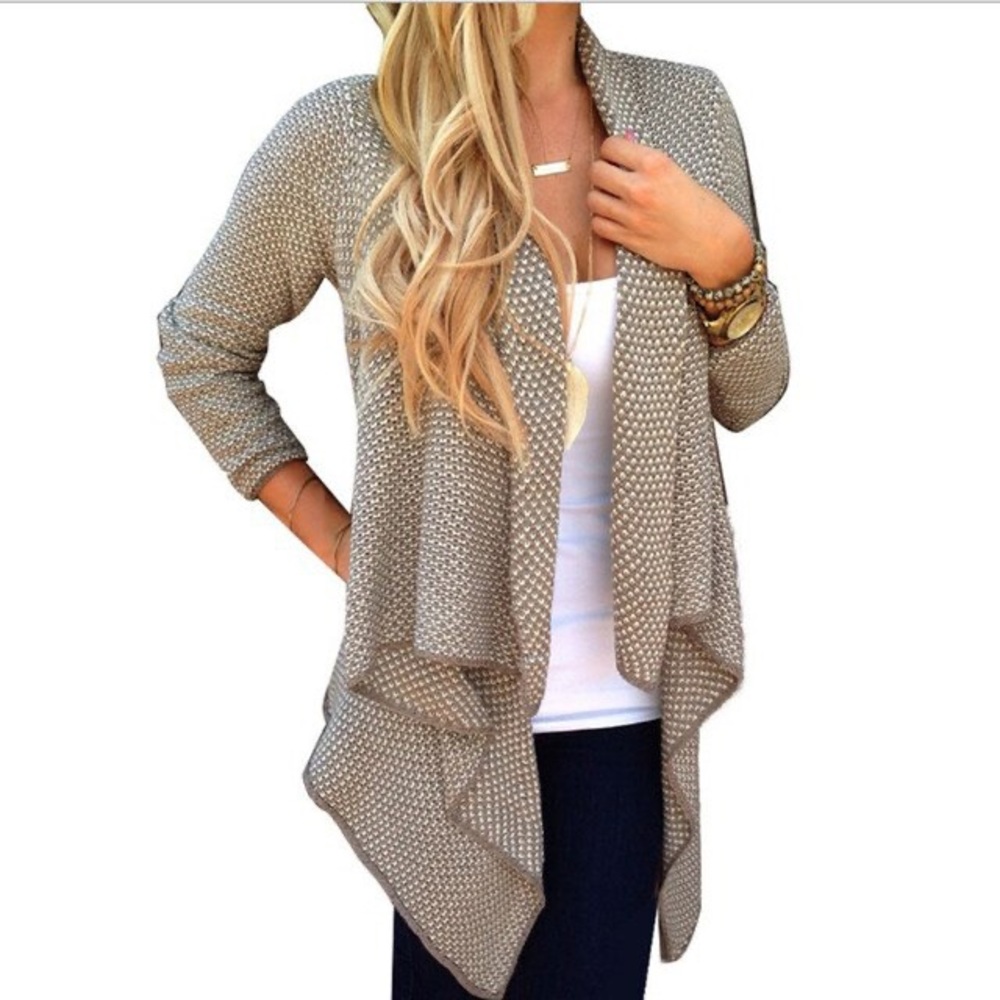 Comfortable tan and cream colored cardigan